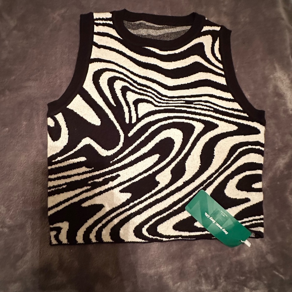 Black & White Zebra Print Knit Tank